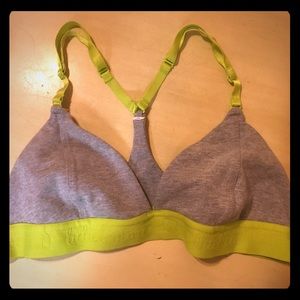 Lululemon triangle sports bra. Neon green/grey.